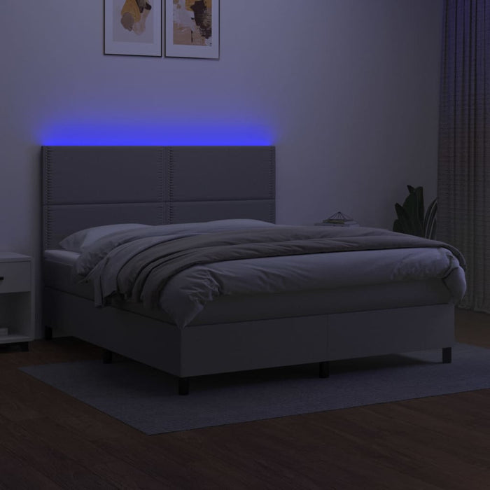 Pat cu arcuri, saltea și LED, gri deschis, 180x200 cm, textil - WALTI WALTI