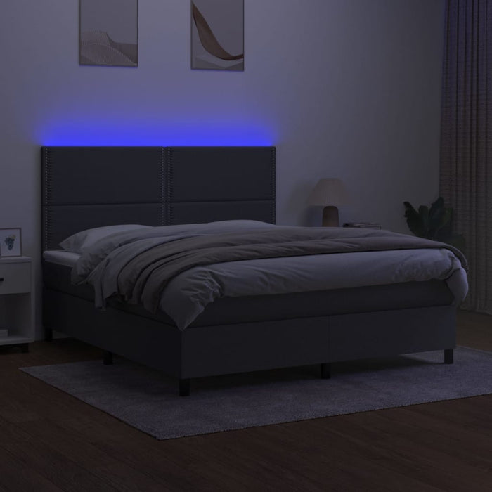 Pat cu arcuri, saltea și LED, gri închis, 180x200 cm, textil - WALTI WALTI