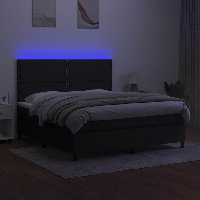 Pat cu arcuri, saltea și LED, negru, 180x200 cm, textil - WALTI WALTI