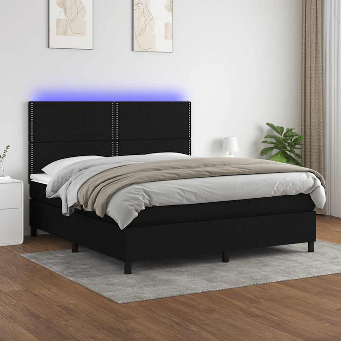 Pat cu arcuri, saltea și LED, negru, 180x200 cm, textil - WALTI WALTI