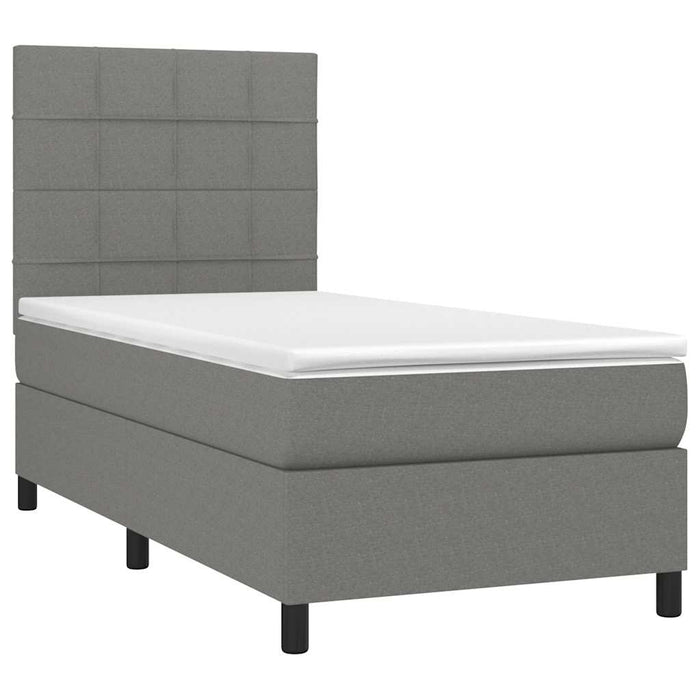Pat cu arcuri, saltea și LED, gri închis, 80x200 cm, textil - WALTI WALTI