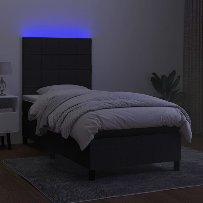 Pat cu arcuri, saltea și LED, negru, 80x200 cm, textil - WALTI WALTI