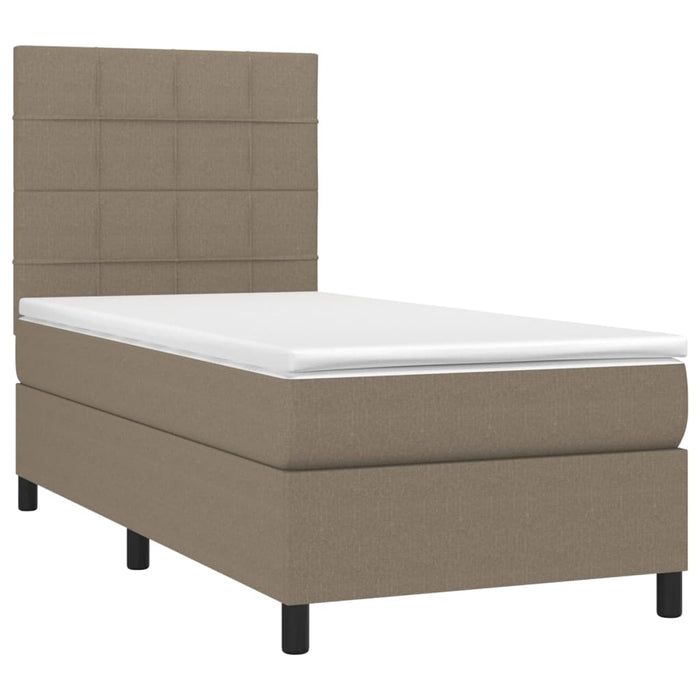 Pat cu arcuri, saltea și LED, Gri taupe, 100x200 cm, textil - WALTI WALTI