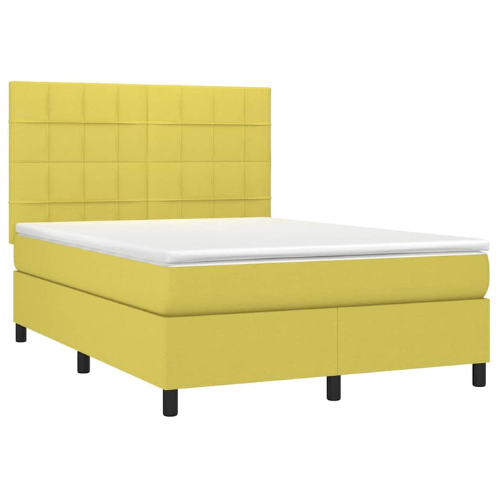 Pat cu arcuri, saltea și LED, verde, 140x190 cm, textil WALTI