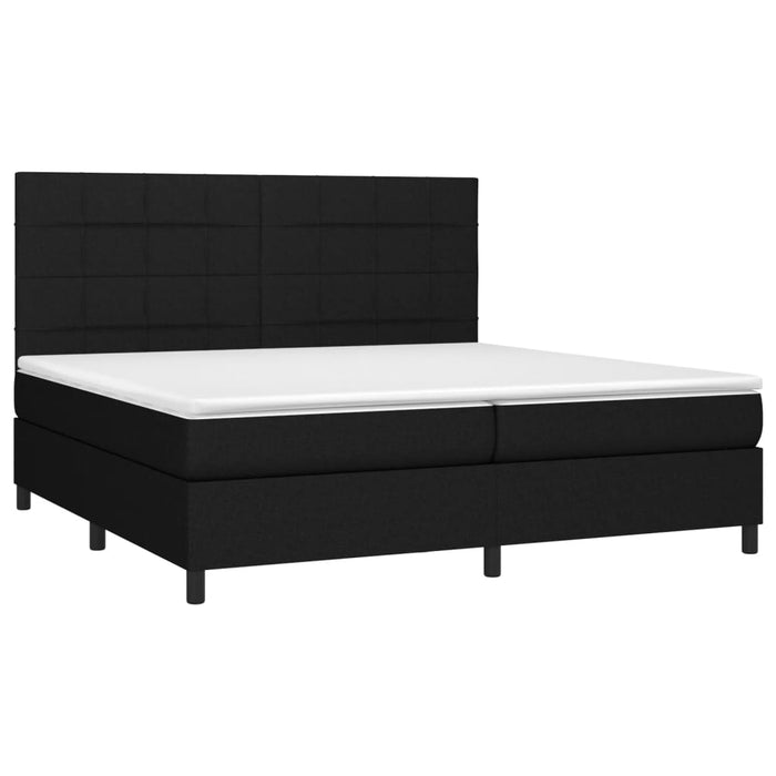 Pat cu arcuri, saltea și LED, negru, 200x200 cm, textil - WALTI WALTI