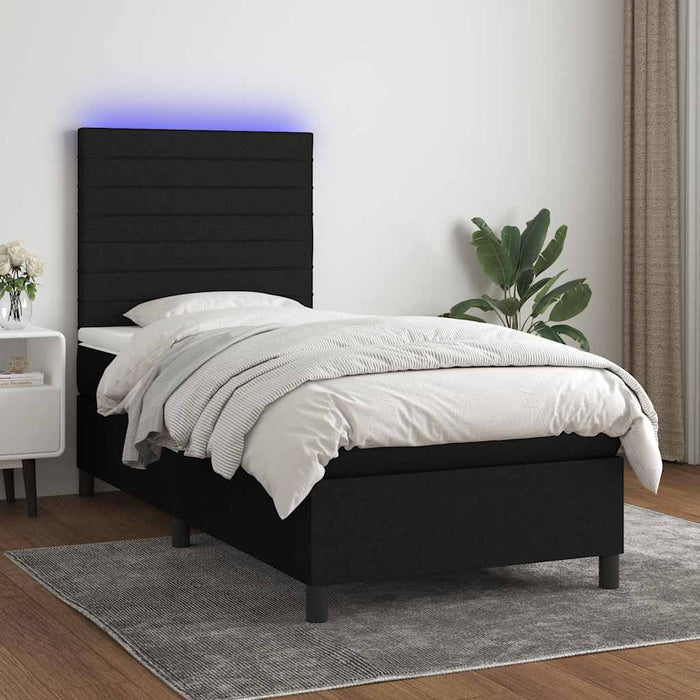 Pat cu arcuri, saltea și LED, negru, 80x200 cm, textil - WALTI WALTI