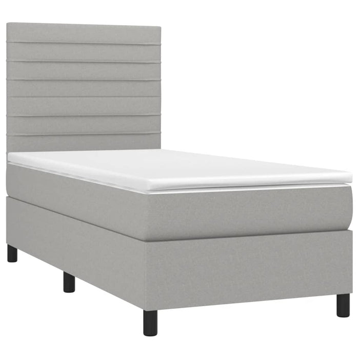 Pat cu arcuri, saltea și LED, gri deschis, 90x190 cm, textil - WALTI WALTI