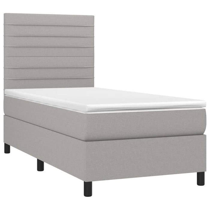 Pat cu arcuri, saltea și LED, gri deschis, 90x200 cm, textil - WALTI WALTI