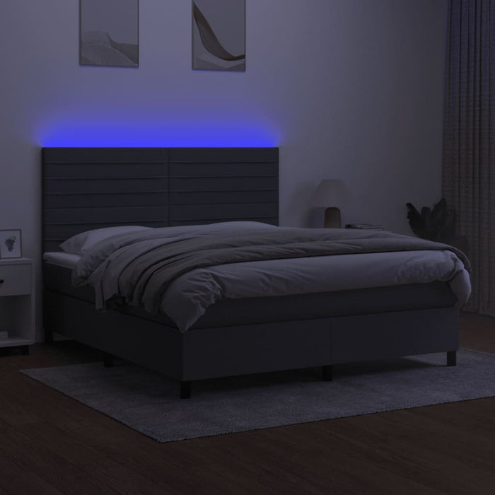 Pat cu arcuri, saltea și LED, gri închis, 180x200 cm, textil - WALTI WALTI