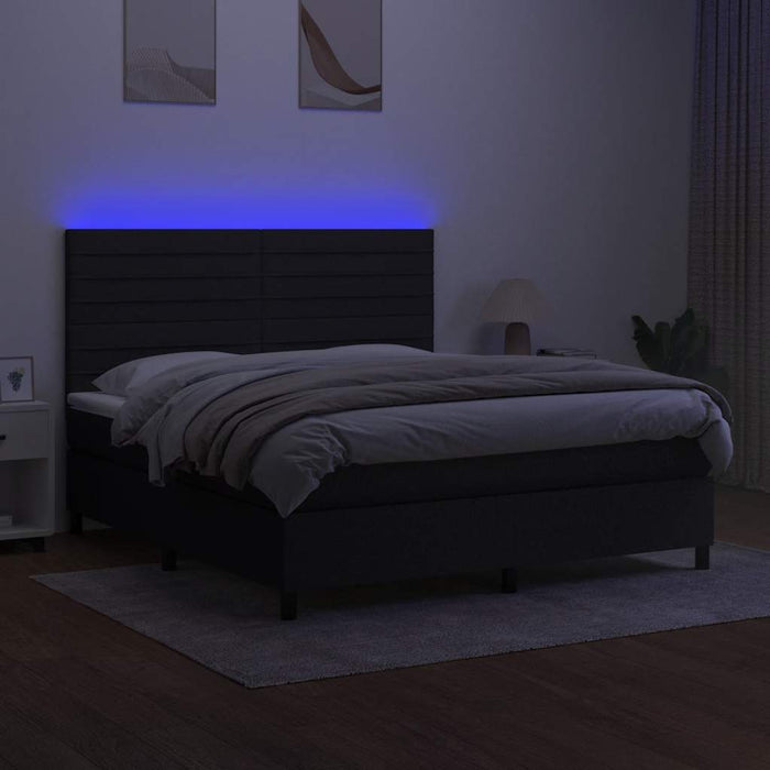 Pat cu arcuri, saltea și LED, negru, 180x200 cm, textil - WALTI WALTI