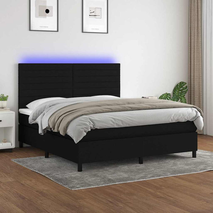 Pat cu arcuri, saltea și LED, negru, 180x200 cm, textil - WALTI WALTI