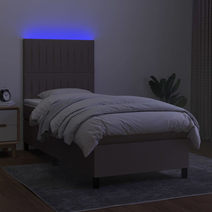 Pat cu arcuri, saltea și LED, Gri taupe, 100x200 cm, textil - WALTI WALTI
