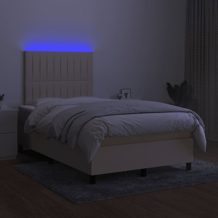 Pat cu arcuri, saltea și LED, crem, 120x200 cm, textil - WALTI WALTI