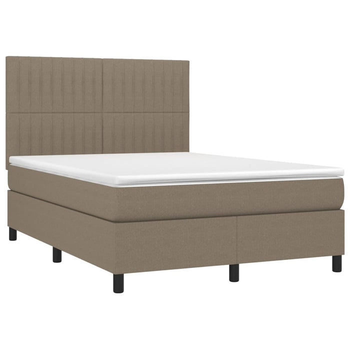 Pat cu arcuri, saltea și LED, gri taupe, 140x200 cm, textil WALTI