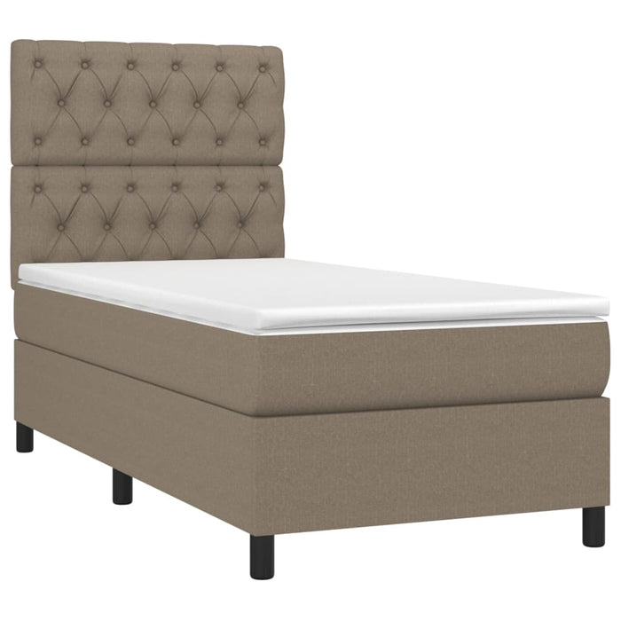 Pat cu arcuri, saltea și LED, gri taupe, 80x200 cm, textil WALTI