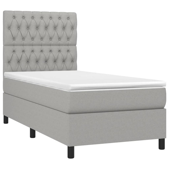 Pat cu arcuri, saltea și LED, gri deschis, 90x190 cm, textil - WALTI WALTI