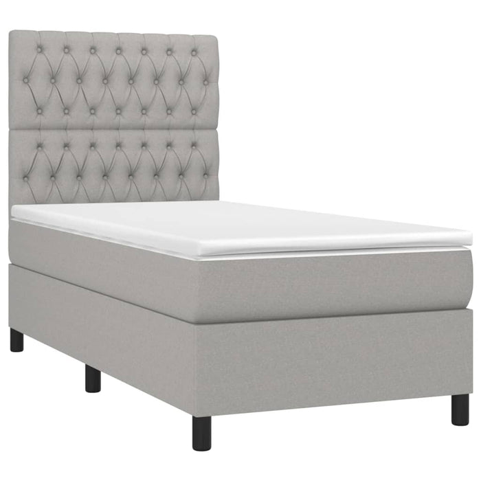 Pat cu arcuri, saltea și LED, gri deschis, 90x200 cm, textil - WALTI WALTI
