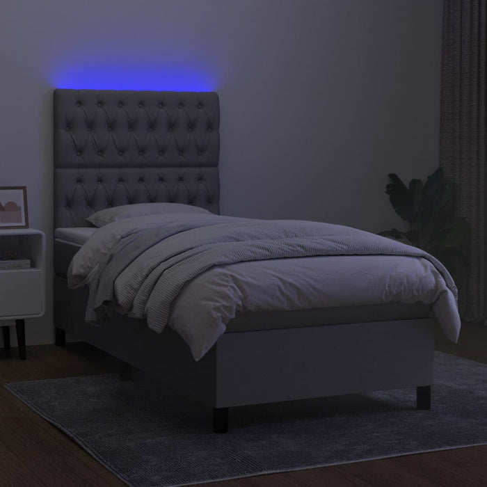 Pat cu arcuri, saltea și LED, gri deschis, 100x200 cm, textil - WALTI WALTI