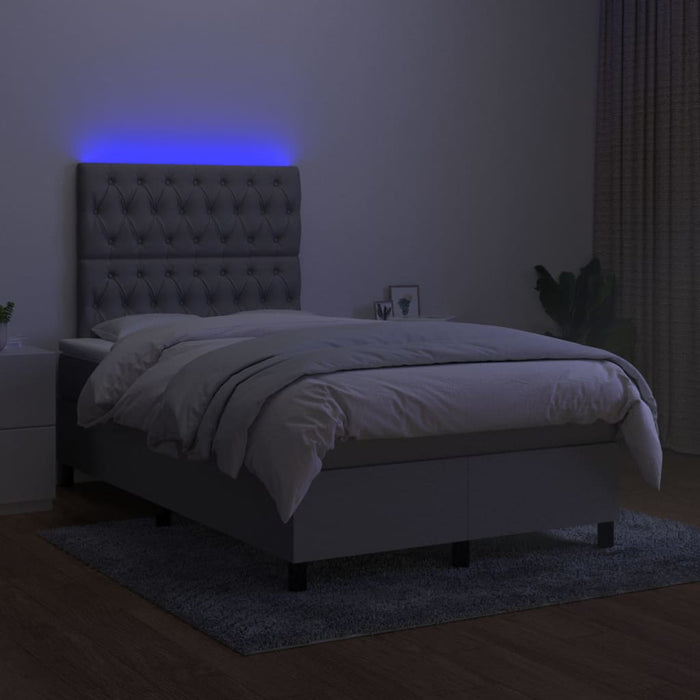 Pat cu arcuri, saltea și LED, gri deschis, 120x200 cm, textil - WALTI WALTI