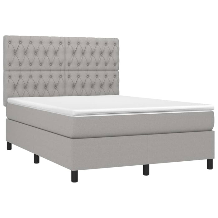 Pat cu arcuri, saltea și LED, gri deschis, 140x190 cm, textil - WALTI WALTI