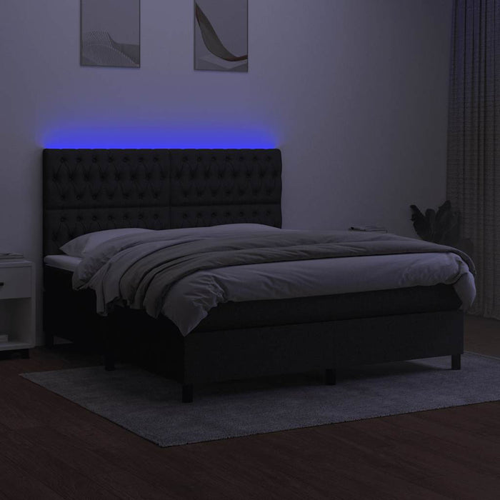Pat cu arcuri, saltea și LED, negru, 180x200 cm, textil - WALTI WALTI