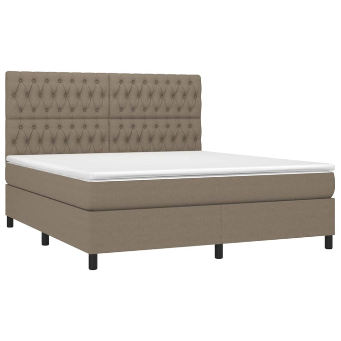 Pat cu arcuri, saltea și LED, gri taupe, 180x200 cm, textil - WALTI WALTI