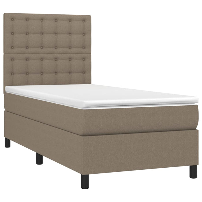 Pat cu arcuri, saltea și LED, gri taupe, 90x190 cm, textil - WALTI WALTI