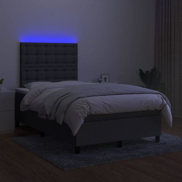 Pat cu arcuri, saltea și LED, gri închis, 120x200 cm, textil - WALTI WALTI
