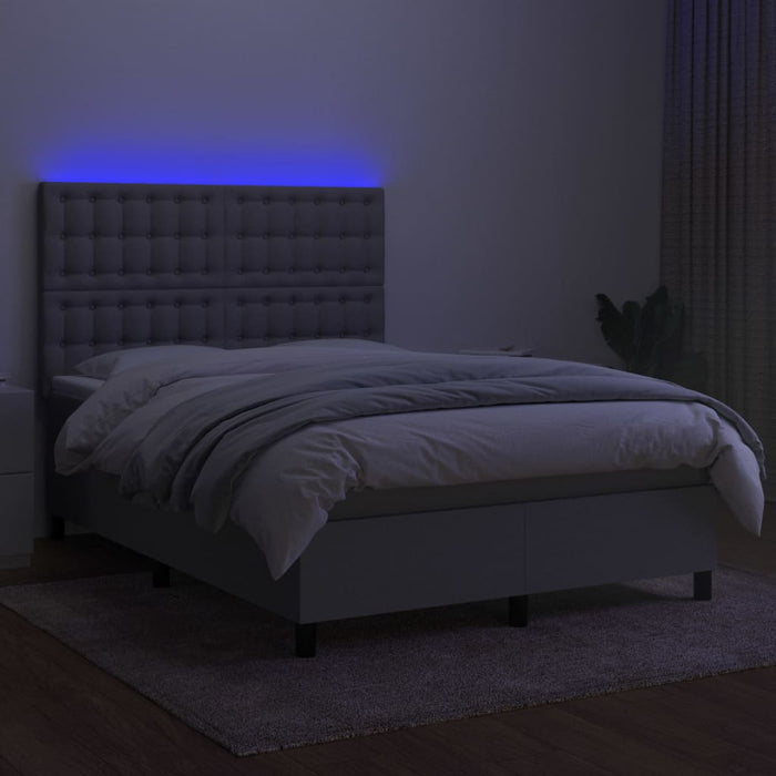 Pat cu arcuri, saltea și LED, gri deschis, 140x200 cm, textil - WALTI WALTI