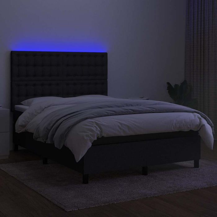 Pat cu arcuri, saltea și LED, negru, 140x200 cm, textil - WALTI WALTI