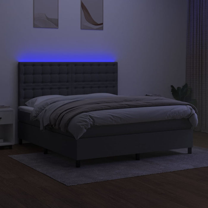 Pat cu arcuri, saltea și LED, gri închis, 160x200 cm, textil - WALTI WALTI