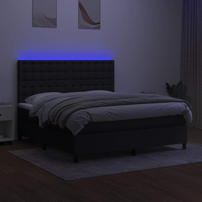 Pat cu arcuri, saltea și LED, negru, 180x200 cm, textil - WALTI WALTI