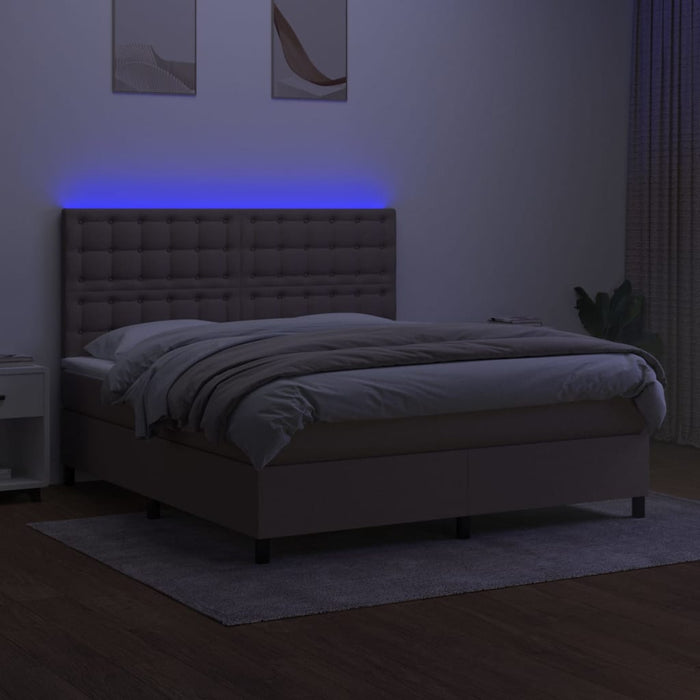 Pat cu arcuri, saltea și LED, gri taupe, 180x200 cm, textil - WALTI WALTI