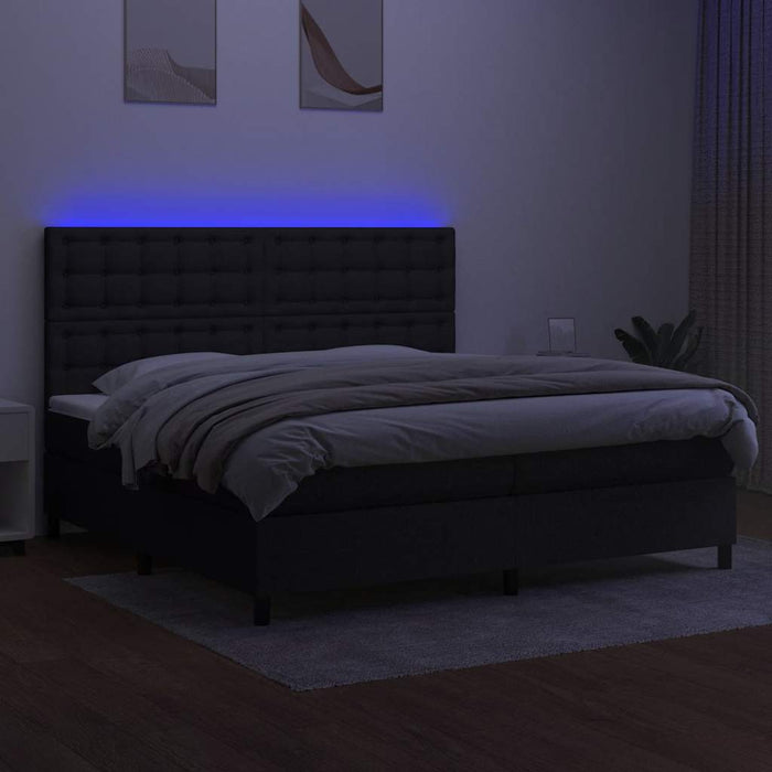 Pat cu arcuri, saltea și LED, negru, 200x200 cm, textil - WALTI WALTI