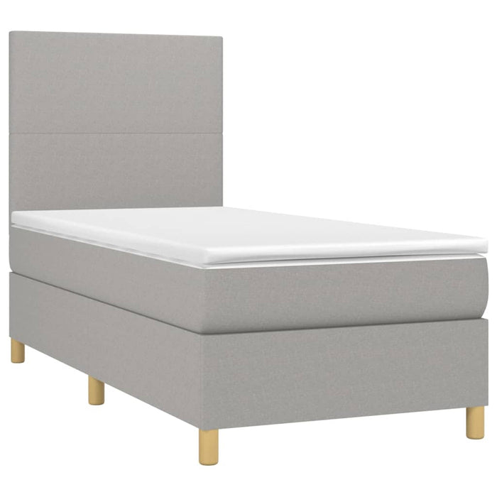 Pat cu arcuri, saltea și LED, gri deschis, 80x200 cm, textil - WALTI WALTI