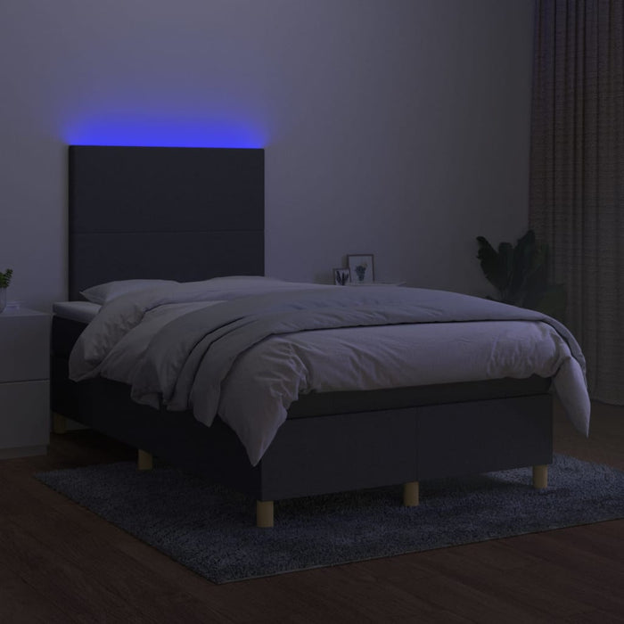 Pat cu arcuri, saltea și LED, gri închis, 120x200 cm, textil - WALTI WALTI