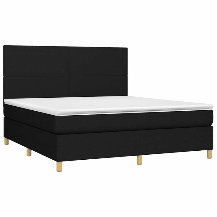 Pat cu arcuri, saltea și LED, negru, 160x200 cm, textil - WALTI WALTI