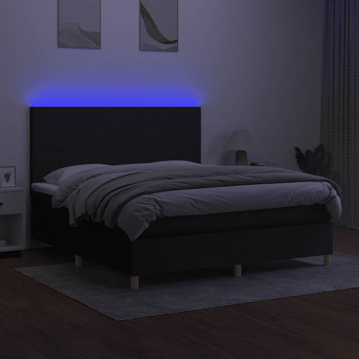 Pat cu arcuri, saltea și LED, negru, 180x200 cm, textil - WALTI WALTI