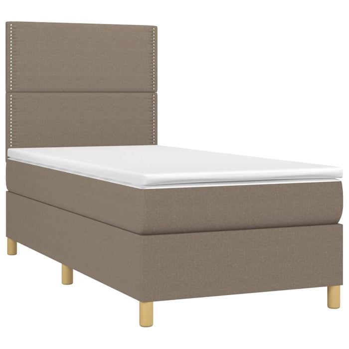 Pat cu arcuri, saltea și LED, gri taupe, 90x200 cm, textil - WALTI WALTI