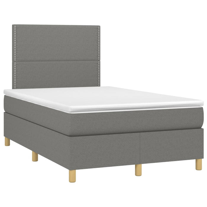 Pat cu arcuri, saltea și LED, gri închis, 120x200 cm, textil - WALTI WALTI