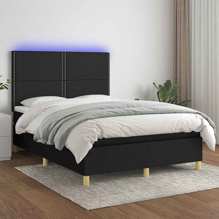 Pat cu arcuri, saltea și LED, negru, 140x190 cm, textil - WALTI WALTI