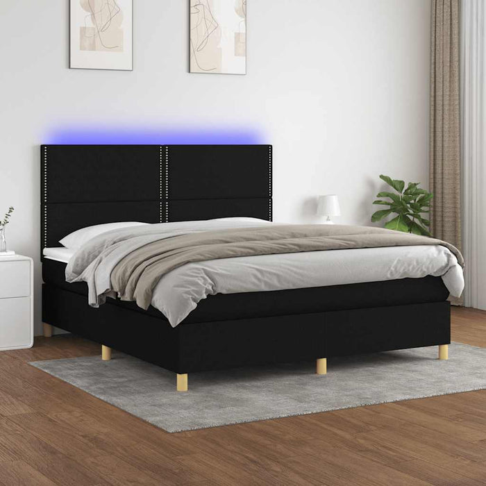 Pat cu arcuri, saltea și LED, negru, 180x200 cm, textil - WALTI WALTI