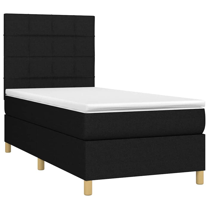 Pat cu arcuri, saltea și LED, negru, 90x190 cm, textil - WALTI WALTI