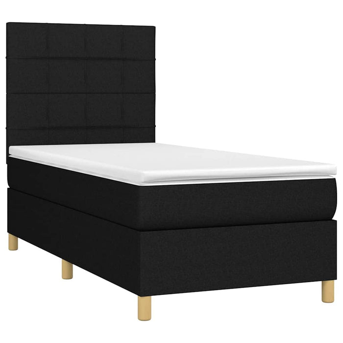 Pat cu arcuri, saltea și LED, negru, 90x200 cm, textil - WALTI WALTI