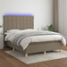 Pat cu arcuri, saltea și LED, gri taupe, 140x190 cm, textil - WALTI WALTI