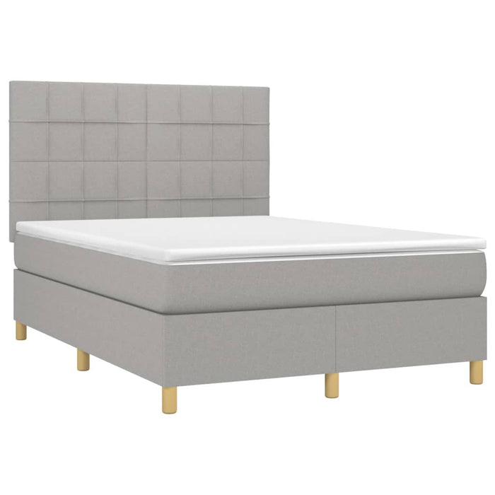 Pat cu arcuri, saltea și LED, gri deschis, 140x200 cm, textil - WALTI WALTI