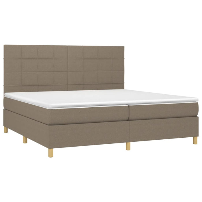 Pat cu arcuri, saltea și LED, gri taupe, 200x200 cm, textil - WALTI WALTI