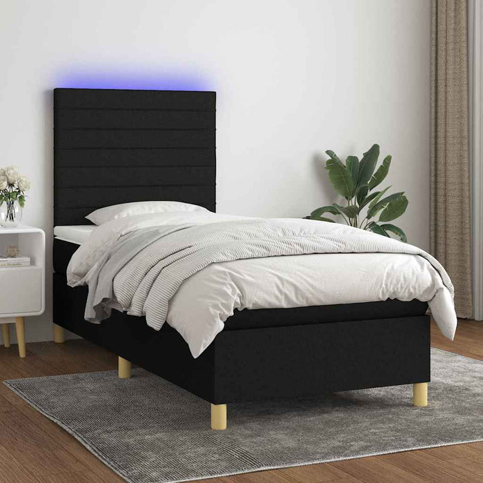 Pat cu arcuri, saltea și LED, negru, 80x200 cm, textil - WALTI WALTI
