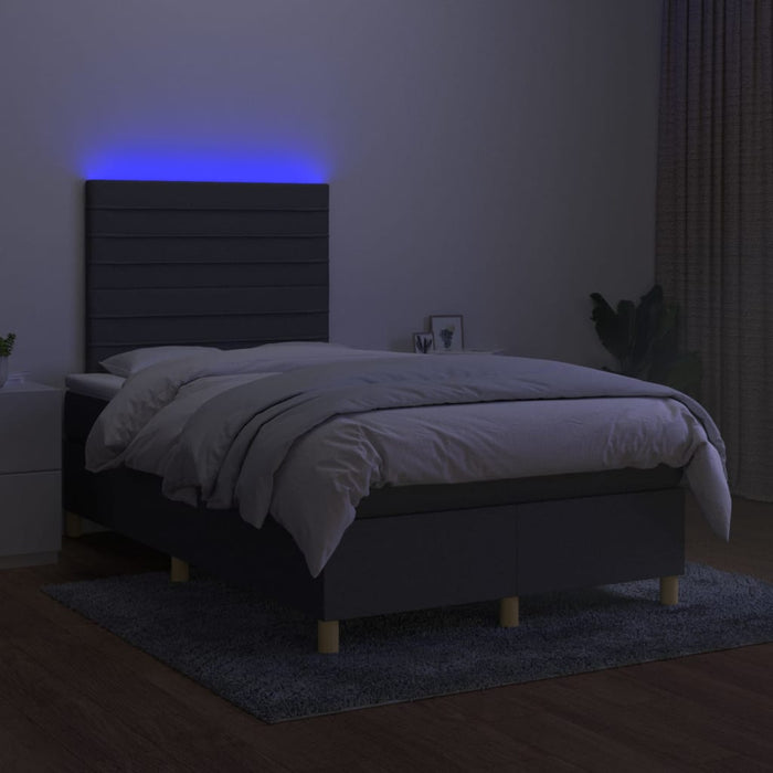 Pat cu arcuri, saltea și LED, gri închis, 120x200 cm, textil - WALTI WALTI
