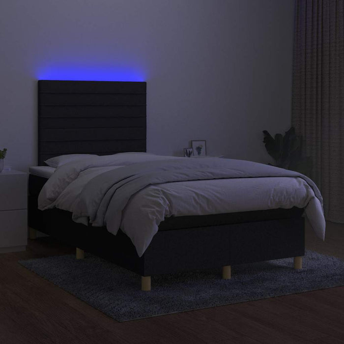 Pat cu arcuri, saltea și LED, negru, 120x200 cm, textil - WALTI WALTI